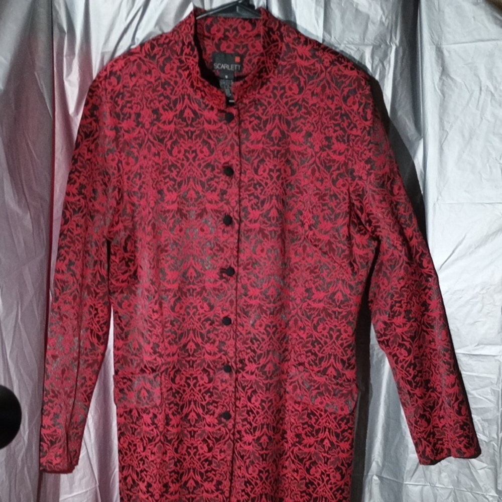 SCARLETT Women's Red and Black Patterned Coat Dress